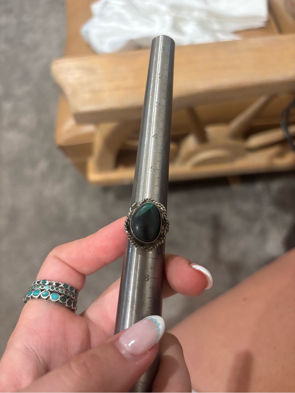 Sterling Silver Teardrop Green Stone Ring - Women's Jewelry